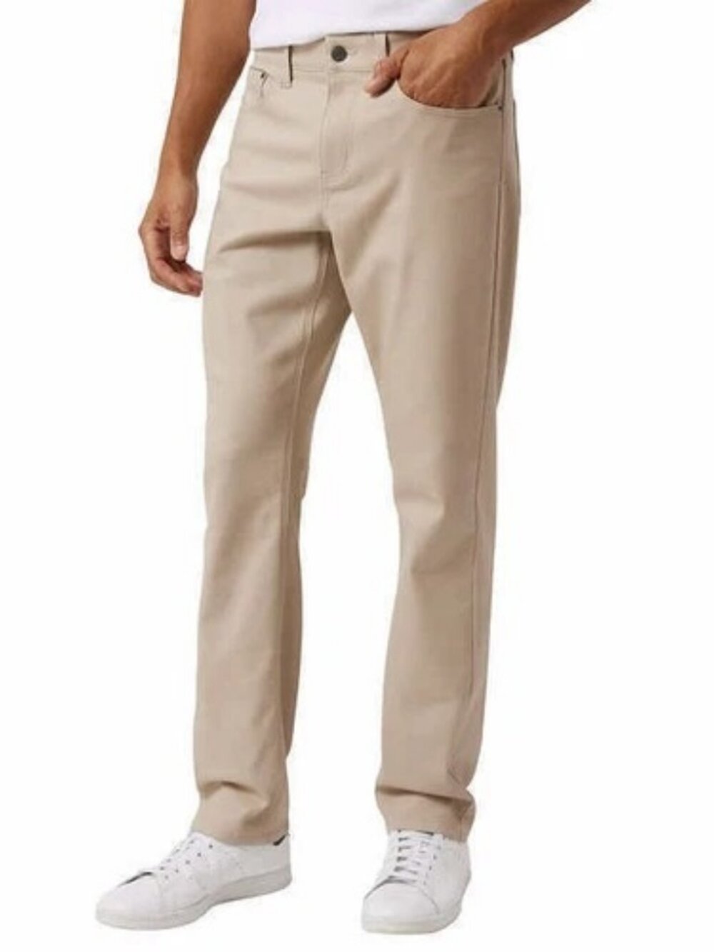 NEW IZOD Men’s Ultraflex Regular Fit Knit Denim Stretch 5 Pocket Jeans Tan 34X32